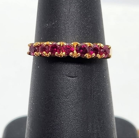 Vintage Vermeil Sterling Ruby Ring - Picture 2 of 9